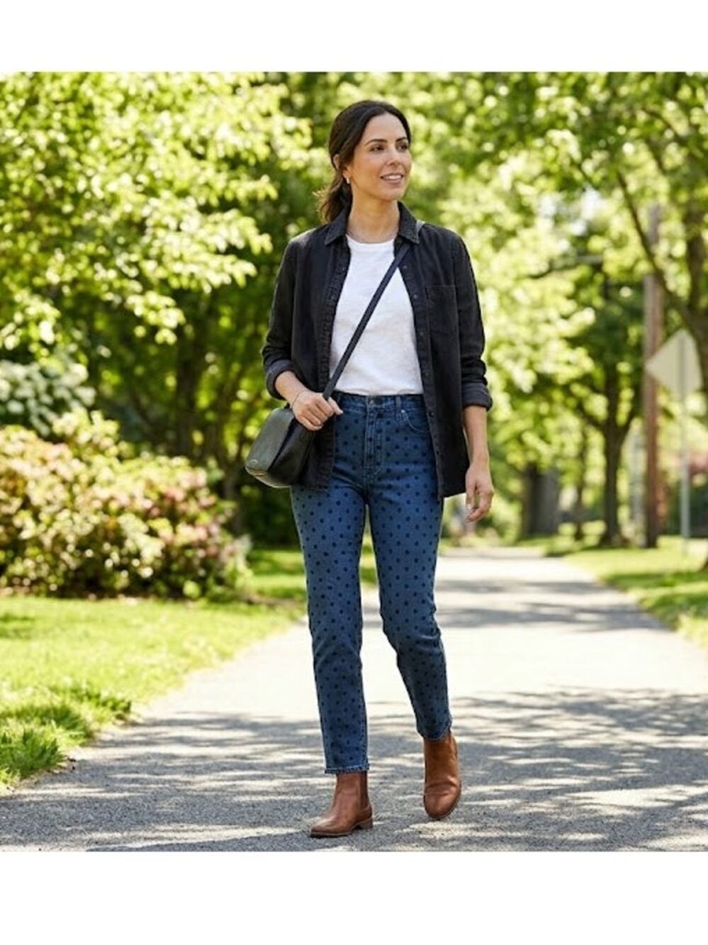 J. Crew Size 29T Dark Wash High Rise ToothPick Style Jean with Black Polka Dots